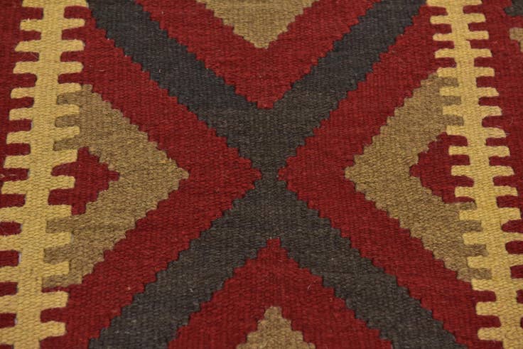 Detail image of 3' 4 x 6' 8 Hand Woven Kilim Maymana Wool Runner Rug