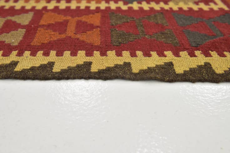Detail image of 3' 4 x 6' 8 Hand Woven Kilim Maymana Wool Runner Rug