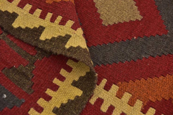 Detail image of 3' 4 x 6' 8 Hand Woven Kilim Maymana Wool Runner Rug