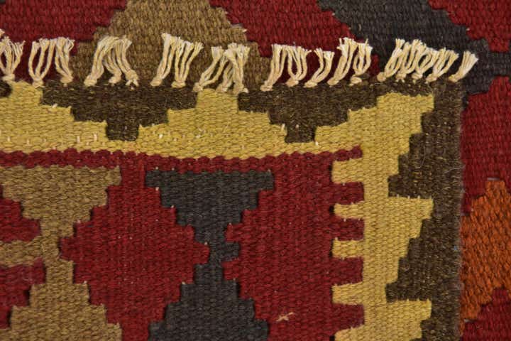 3' 4 x 6' 8 Hand Woven Kilim Maymana Wool Runner Rug