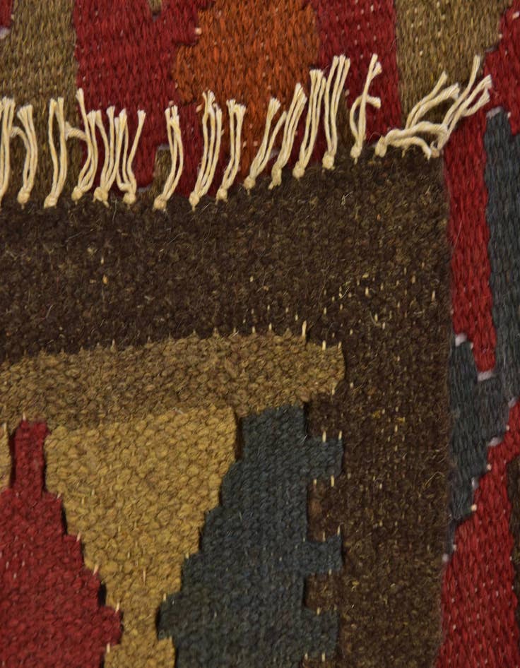 Detail image of 3' 2 x 6' 5  Hand Woven Kilim Maymana Wool Runner Rug