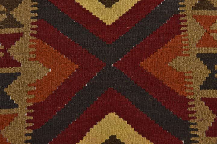 3' 2 x 6' 6 Hand Woven Kilim Maymana Wool Runner Rug