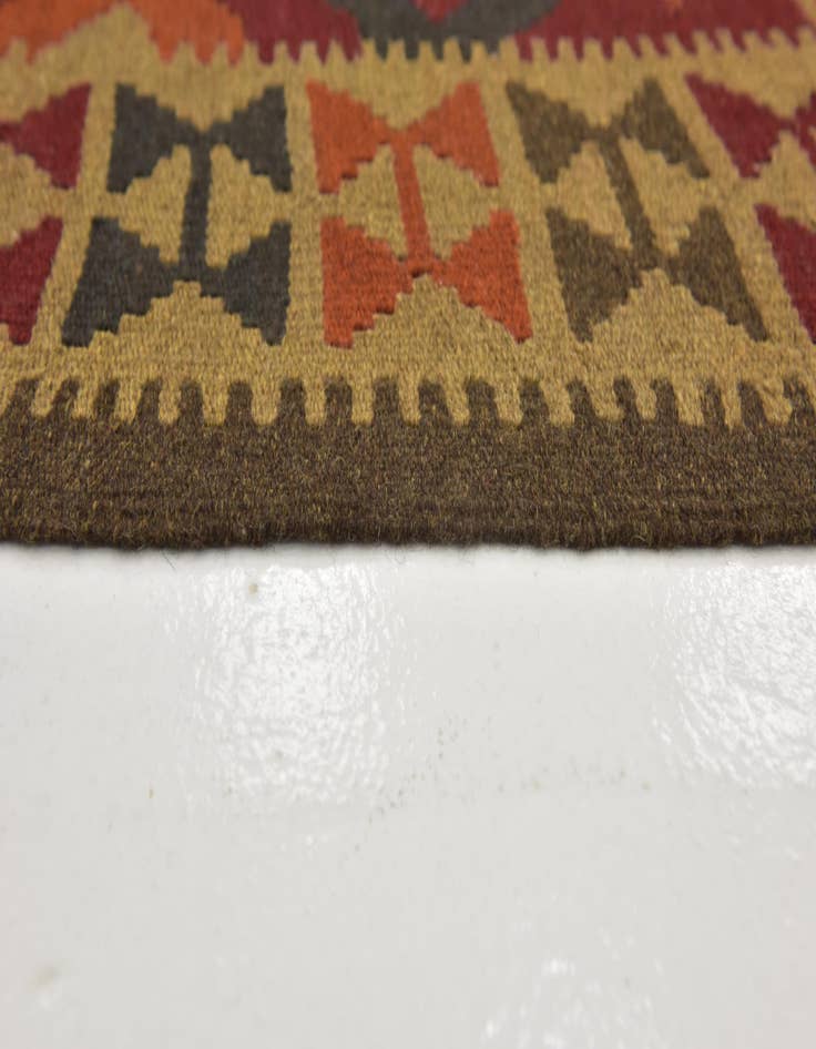 Detail image of 3' 2 x 6' 6  Hand Woven Kilim Maymana Wool Runner Rug