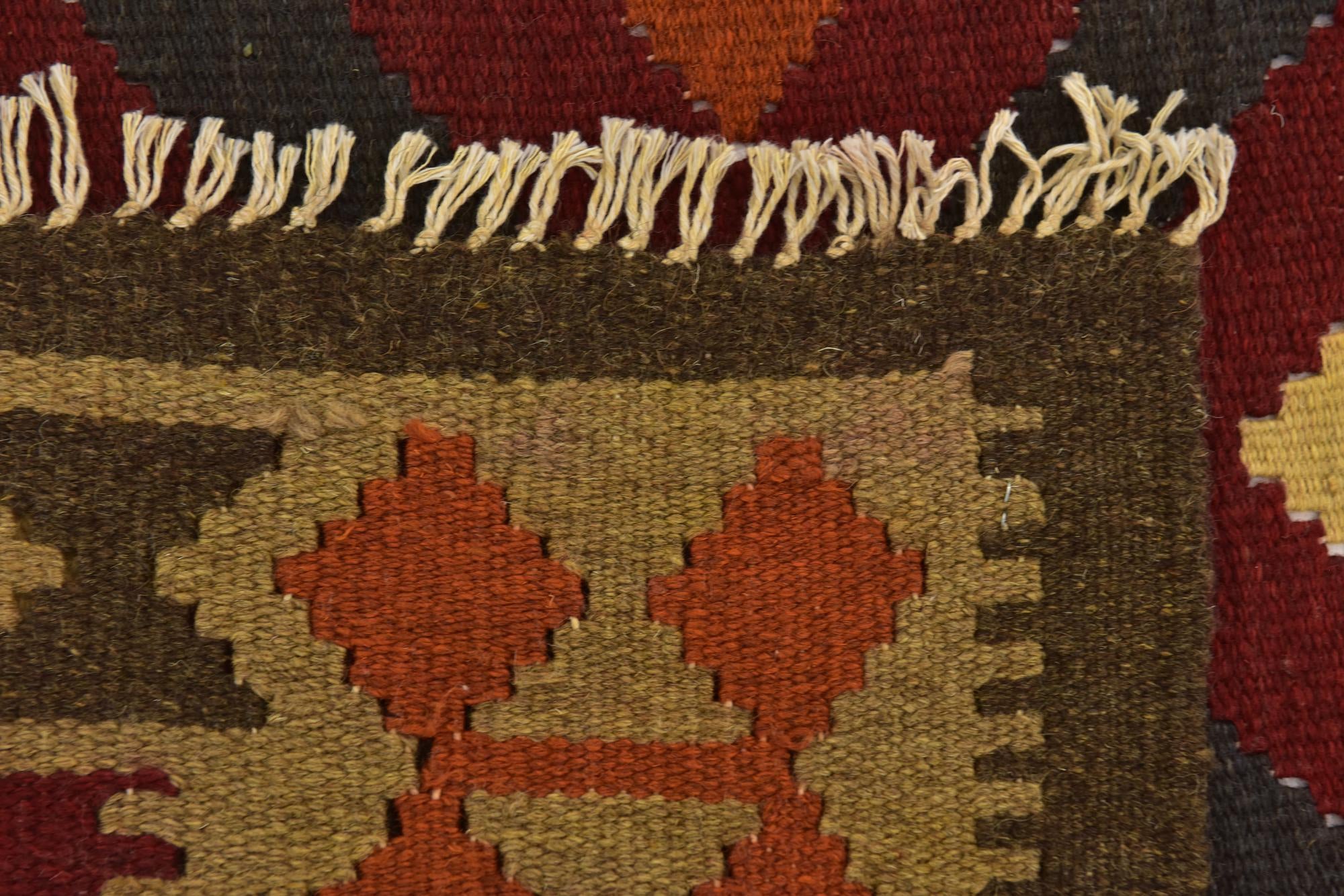 3' 2 x 6' 6 Hand Woven Kilim Maymana Wool Runner Rug