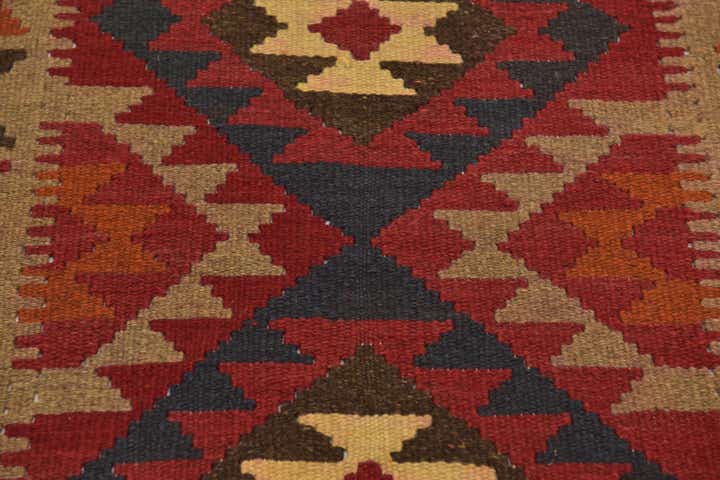 100cm x 195cm Hand Woven Kilim Maymana Wool Runner Rug