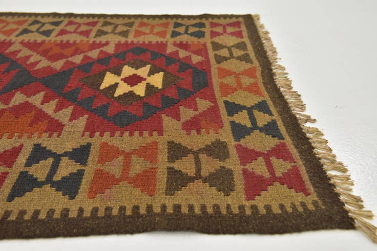 Detail image of 100cm x 195cm Hand Woven Kilim Maymana Wool Runner Rug