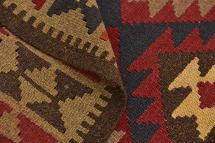 100cm x 195cm Hand Woven Kilim Maymana Wool Runner Rug