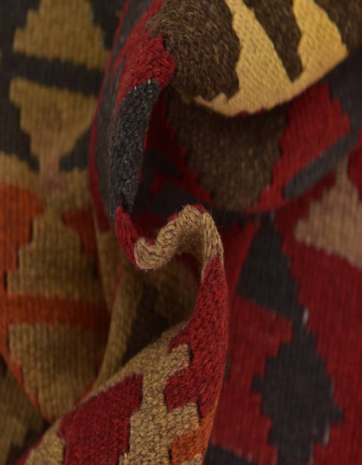 Detail image of 3' 3 x 6' 5  Hand Woven Kilim Maymana Wool Runner Rug