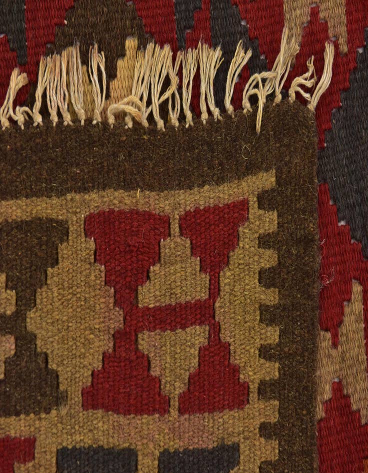Detail image of 3' 3 x 6' 5  Hand Woven Kilim Maymana Wool Runner Rug
