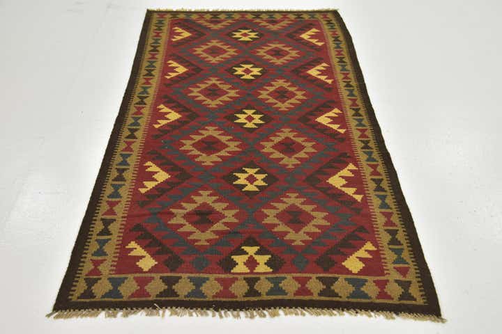 105cm x 200cm Hand Woven Kilim Maymana Wool Runner Rug