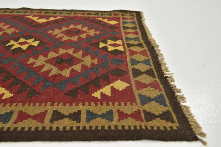 105cm x 200cm Hand Woven Kilim Maymana Wool Runner Rug