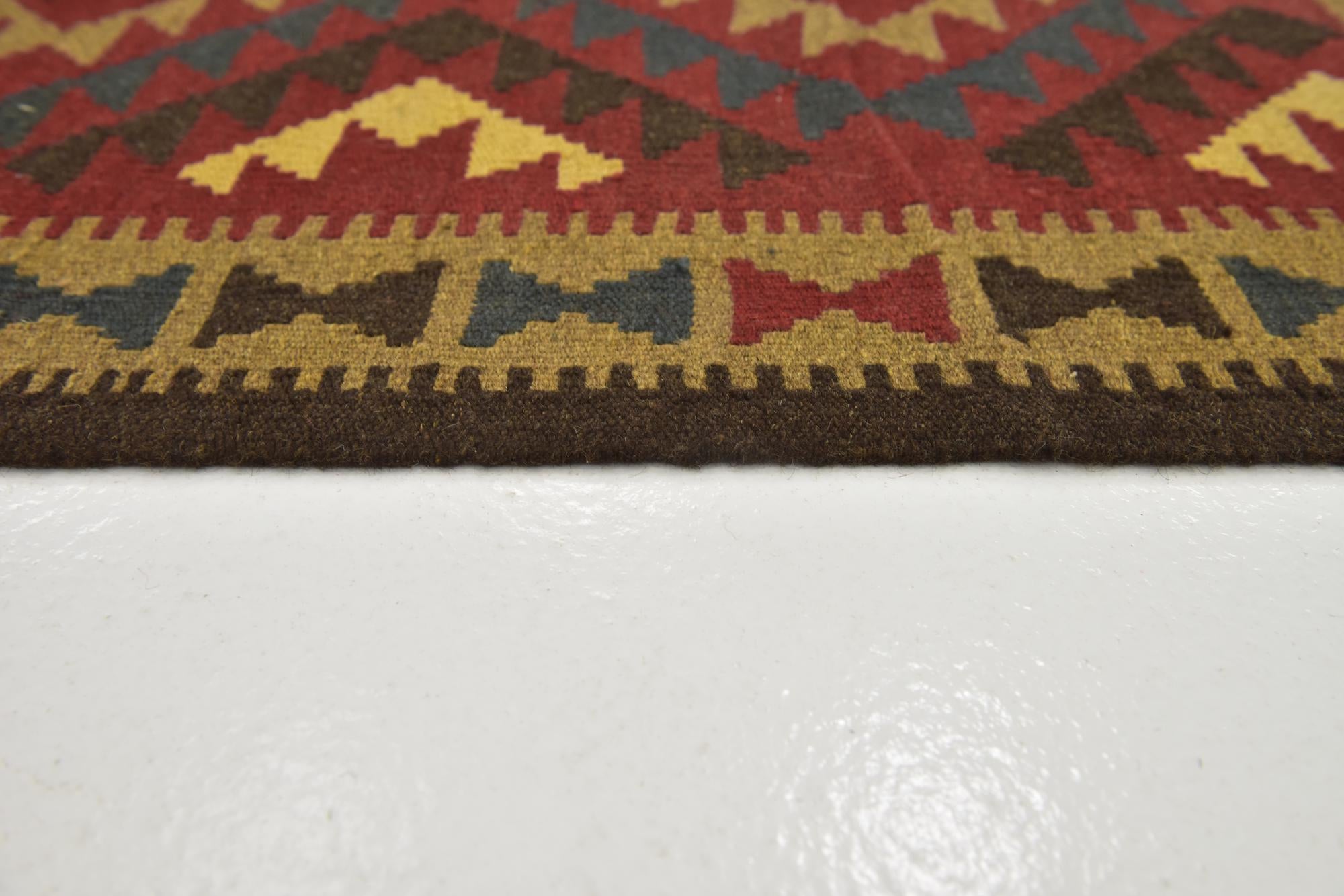 105cm x 200cm Hand Woven Kilim Maymana Wool Runner Rug