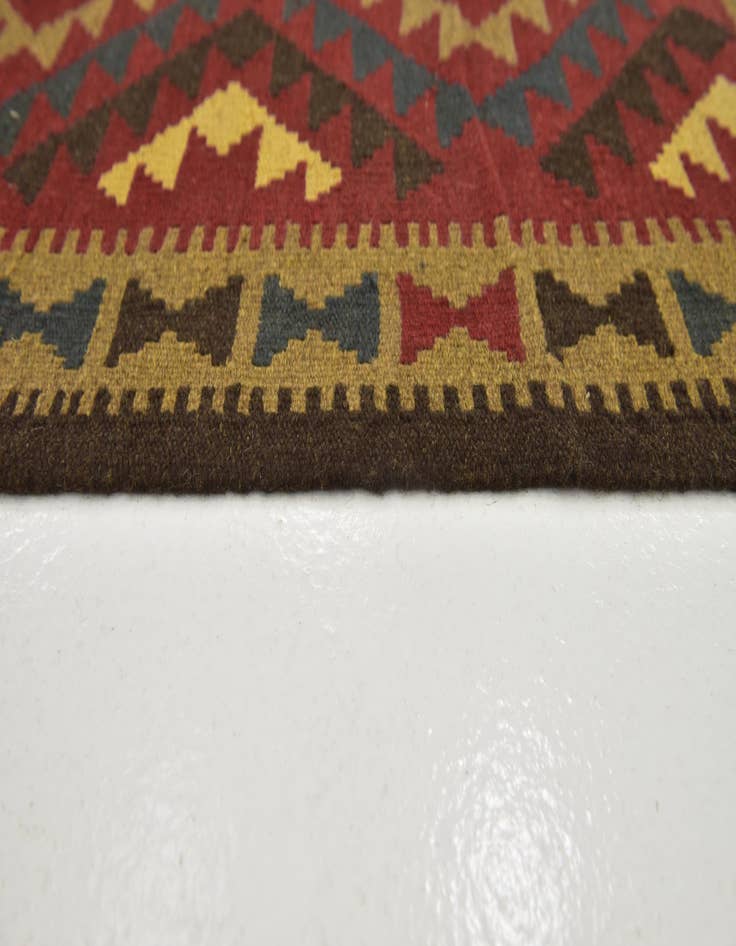Detail image of 3' 6 x 6' 7  Hand Woven Kilim Maymana Wool Runner Rug