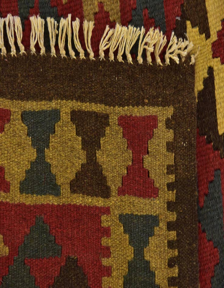 Detail image of 3' 6 x 6' 7  Hand Woven Kilim Maymana Wool Runner Rug
