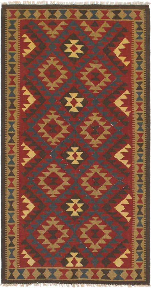 105cm x 200cm Hand Woven Kilim Maymana Wool Runner Rug