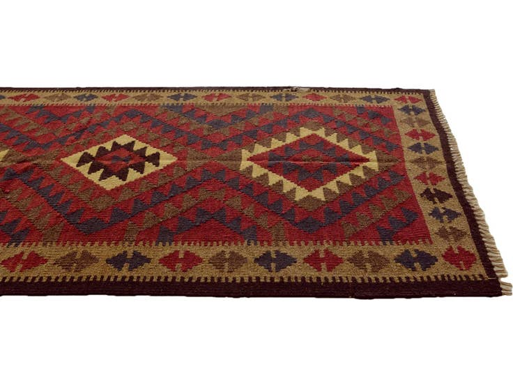 Detail image of 3' 5 x 6' 4 Hand Woven Kilim Maymana Wool Runner Rug