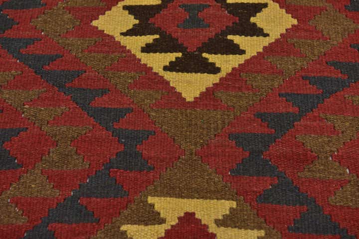 3' 5 x 6' 4 Hand Woven Kilim Maymana Wool Runner Rug