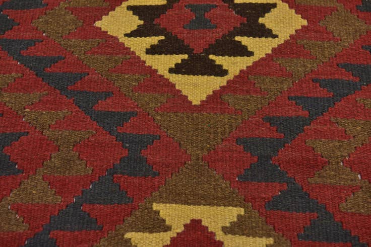 Detail image of 3' 5 x 6' 4 Hand Woven Kilim Maymana Wool Runner Rug