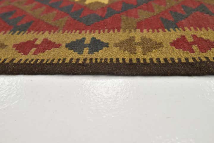 3' 5 x 6' 4 Hand Woven Kilim Maymana Wool Runner Rug