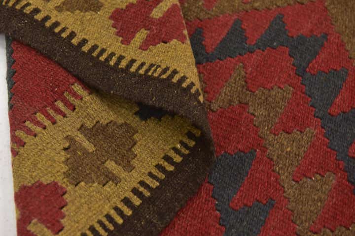 3' 5 x 6' 4 Hand Woven Kilim Maymana Wool Runner Rug