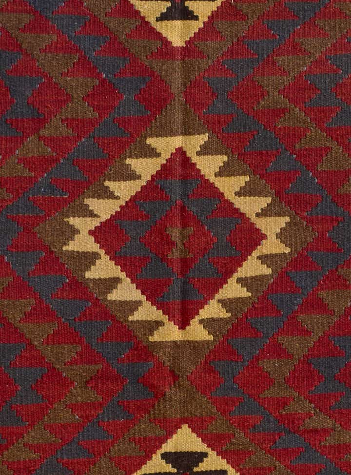 3' 5 x 6' 4 Hand Woven Kilim Maymana Wool Runner Rug