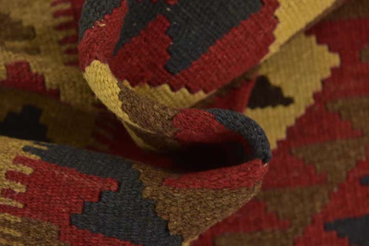 3' 5 x 6' 4 Hand Woven Kilim Maymana Wool Runner Rug
