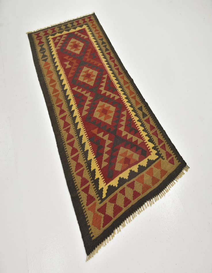 Detail image of 3' 6 x 6' 9  Hand Woven Kilim Maymana Wool Runner Rug