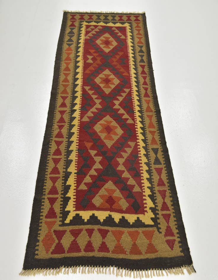 Detail image of 3' 6 x 6' 9  Hand Woven Kilim Maymana Wool Runner Rug