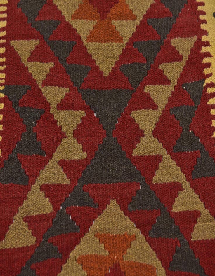Detail image of 3' 6 x 6' 9  Hand Woven Kilim Maymana Wool Runner Rug