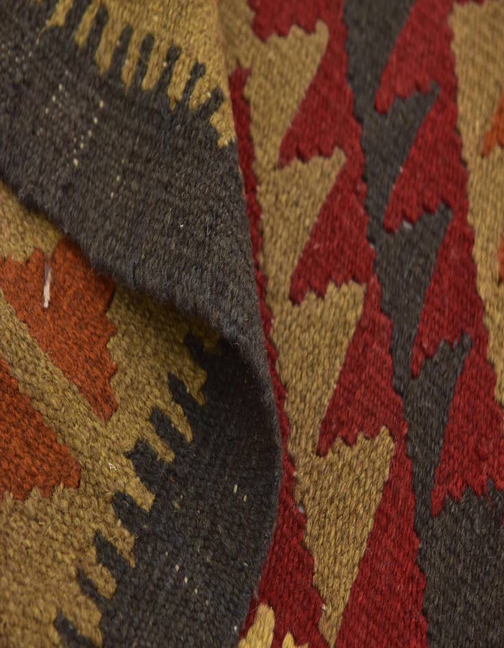 Detail image of 3' 6 x 6' 9  Hand Woven Kilim Maymana Wool Runner Rug