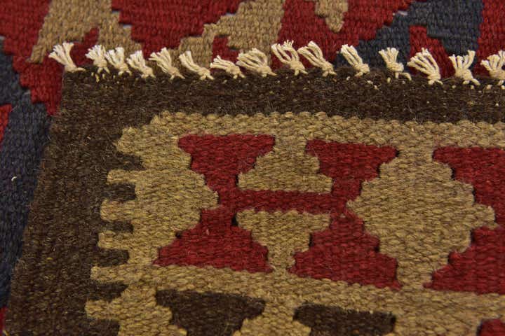 3' 5 x 6' 8 Hand Woven Kilim Maymana Wool Runner Rug