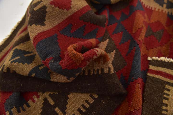 3' 4 x 6' 4 Hand Woven Kilim Maymana Wool Runner Rug