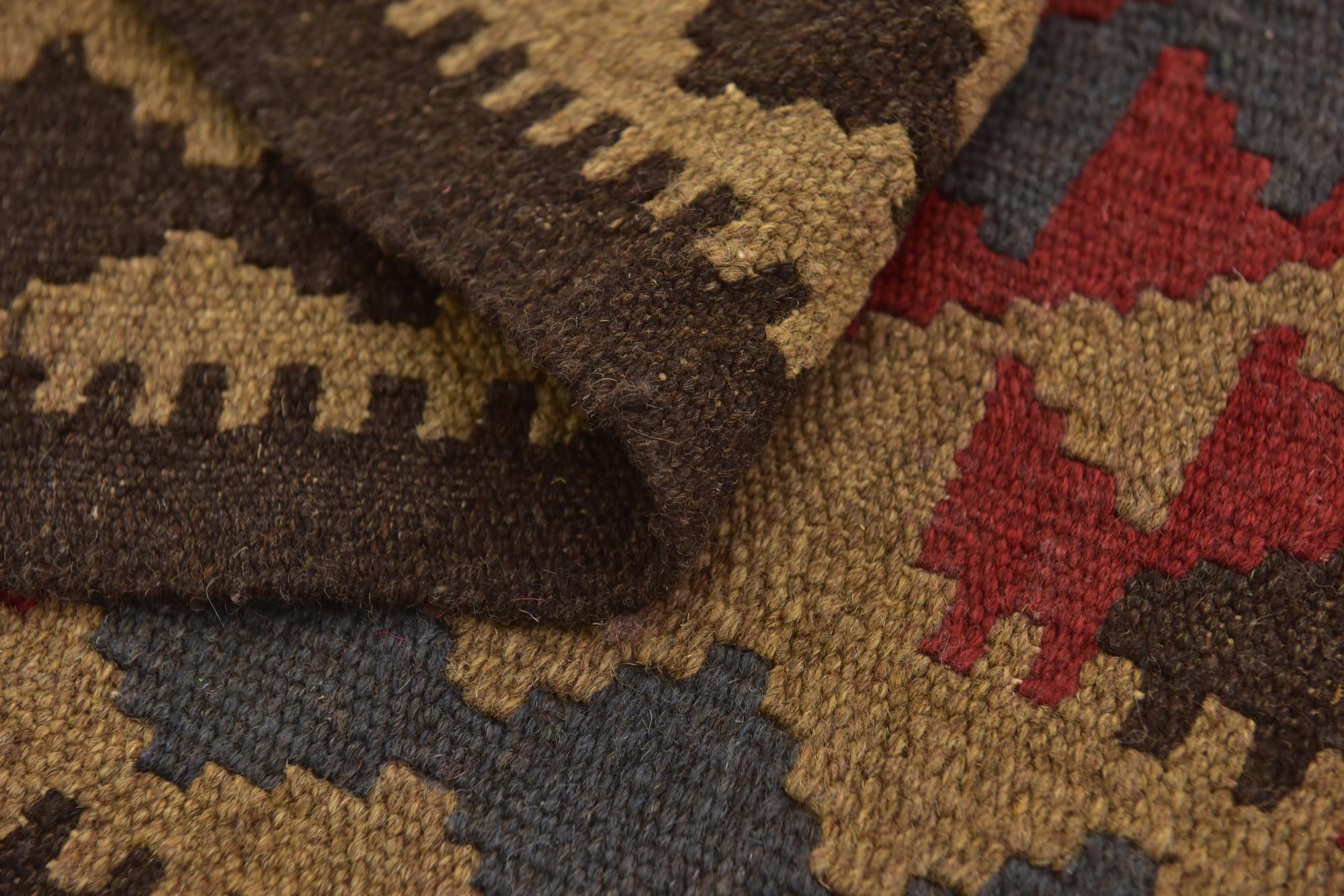 3' 5 x 6' 7 Hand Woven Kilim Maymana Wool Runner Rug