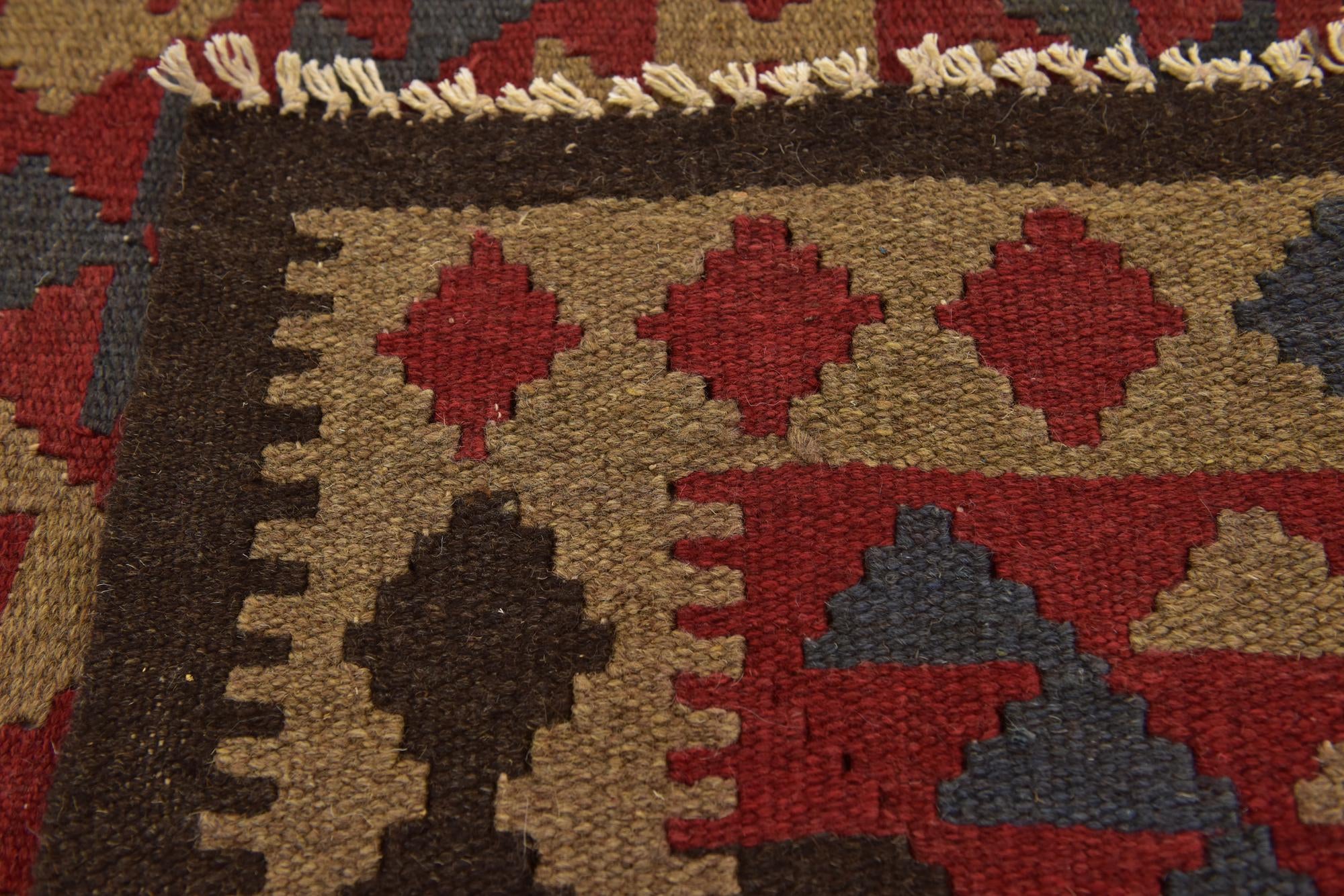 3' 5 x 6' 7 Hand Woven Kilim Maymana Wool Runner Rug