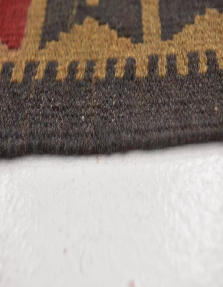 Detail image of 3' 2 x 6' 4  Hand Woven Kilim Maymana Wool Runner Rug