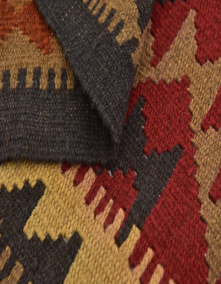 Detail image of 3' 2 x 6' 4  Hand Woven Kilim Maymana Wool Runner Rug