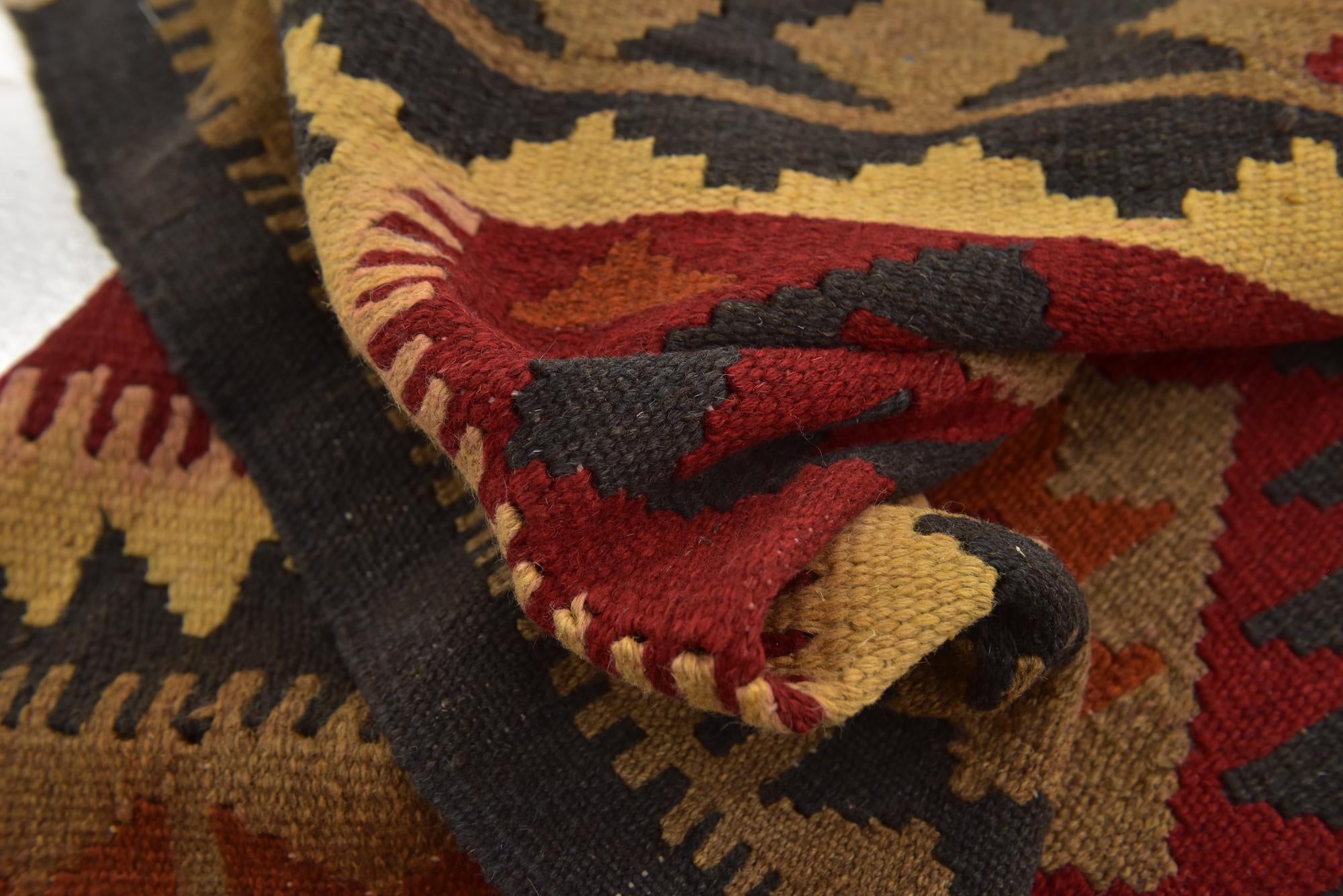 95cm x 195cm Hand Woven Kilim Maymana Wool Runner Rug