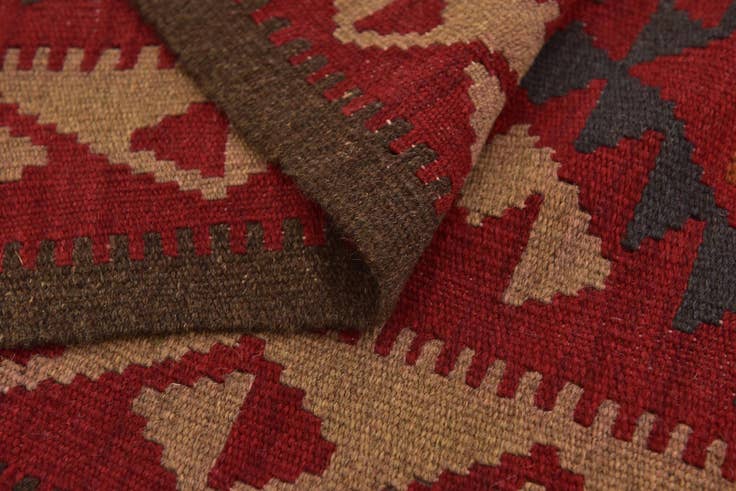 Detail image of 3' 3 x 6' 5 Hand Woven Kilim Maymana Wool Runner Rug