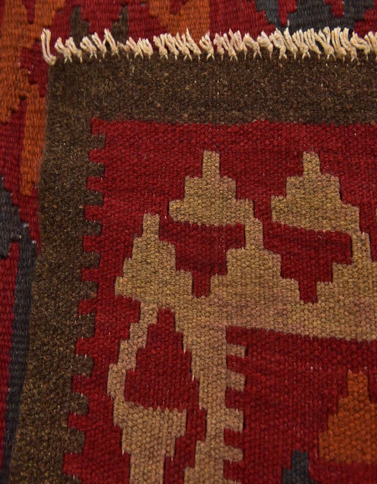 Detail image of 3' 3 x 6' 5  Hand Woven Kilim Maymana Wool Runner Rug
