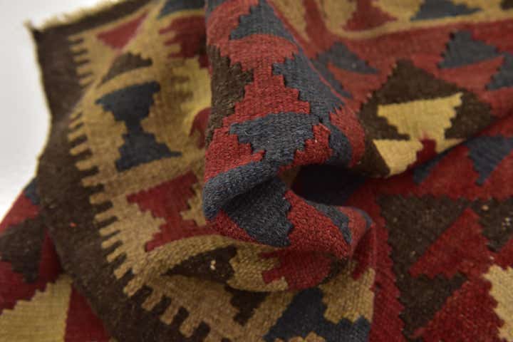 3' 3 x 6' 5 Hand Woven Kilim Maymana Wool Runner Rug