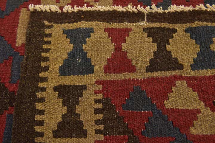 3' 3 x 6' 5 Hand Woven Kilim Maymana Wool Runner Rug