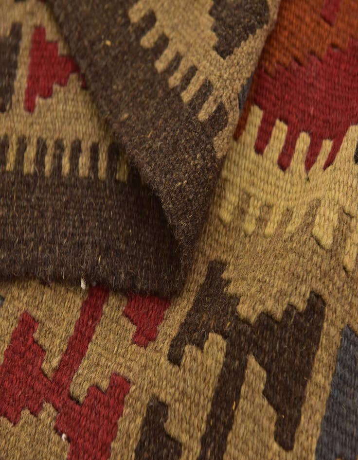 Detail image of 3' 3 x 6' 6  Hand Woven Kilim Maymana Wool Runner Rug