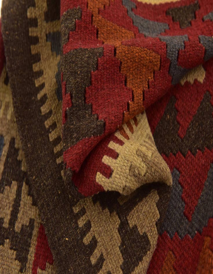 Detail image of 3' 3 x 6' 6  Hand Woven Kilim Maymana Wool Runner Rug