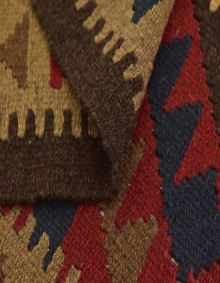 Detail image of 3' 3 x 6' 6  Hand Woven Kilim Maymana Wool Runner Rug