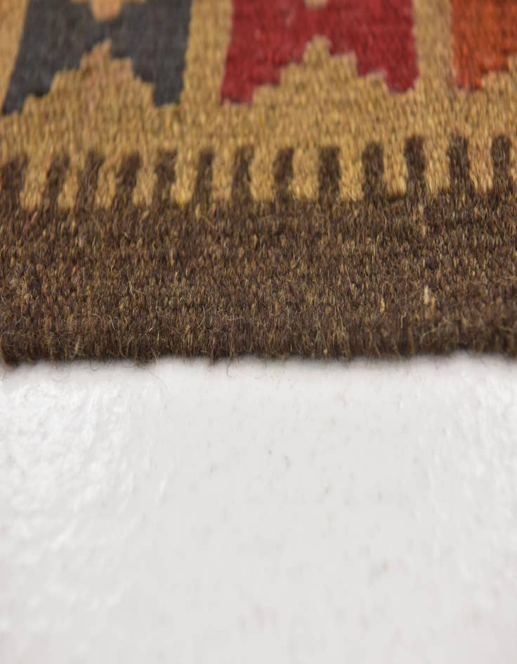 Detail image of 3' 2 x 6' 7  Hand Woven Kilim Maymana Wool Runner Rug
