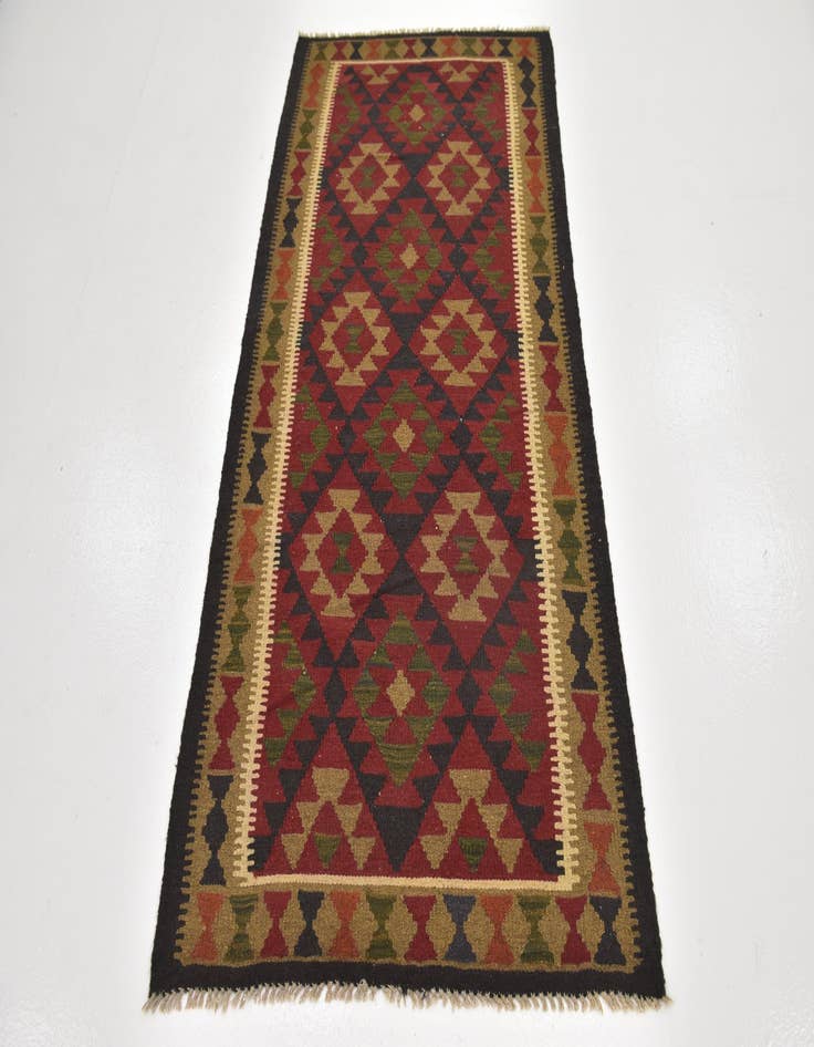 Detail image of 3' 3 x 6' 5  Hand Woven Kilim Maymana Wool Runner Rug