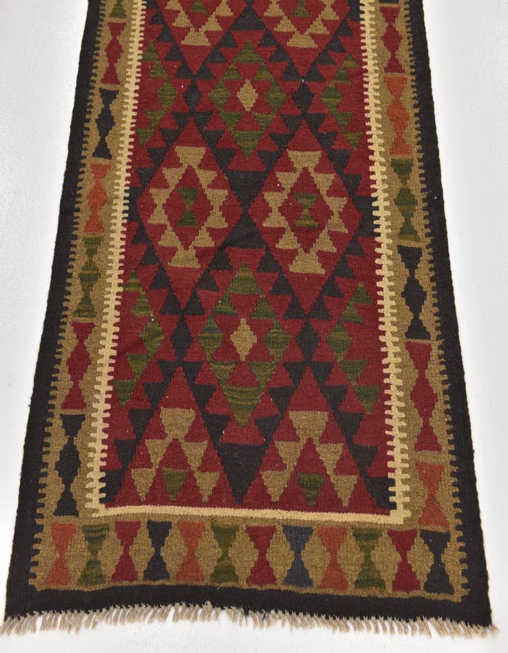 Detail image of 3' 3 x 6' 5  Hand Woven Kilim Maymana Wool Runner Rug