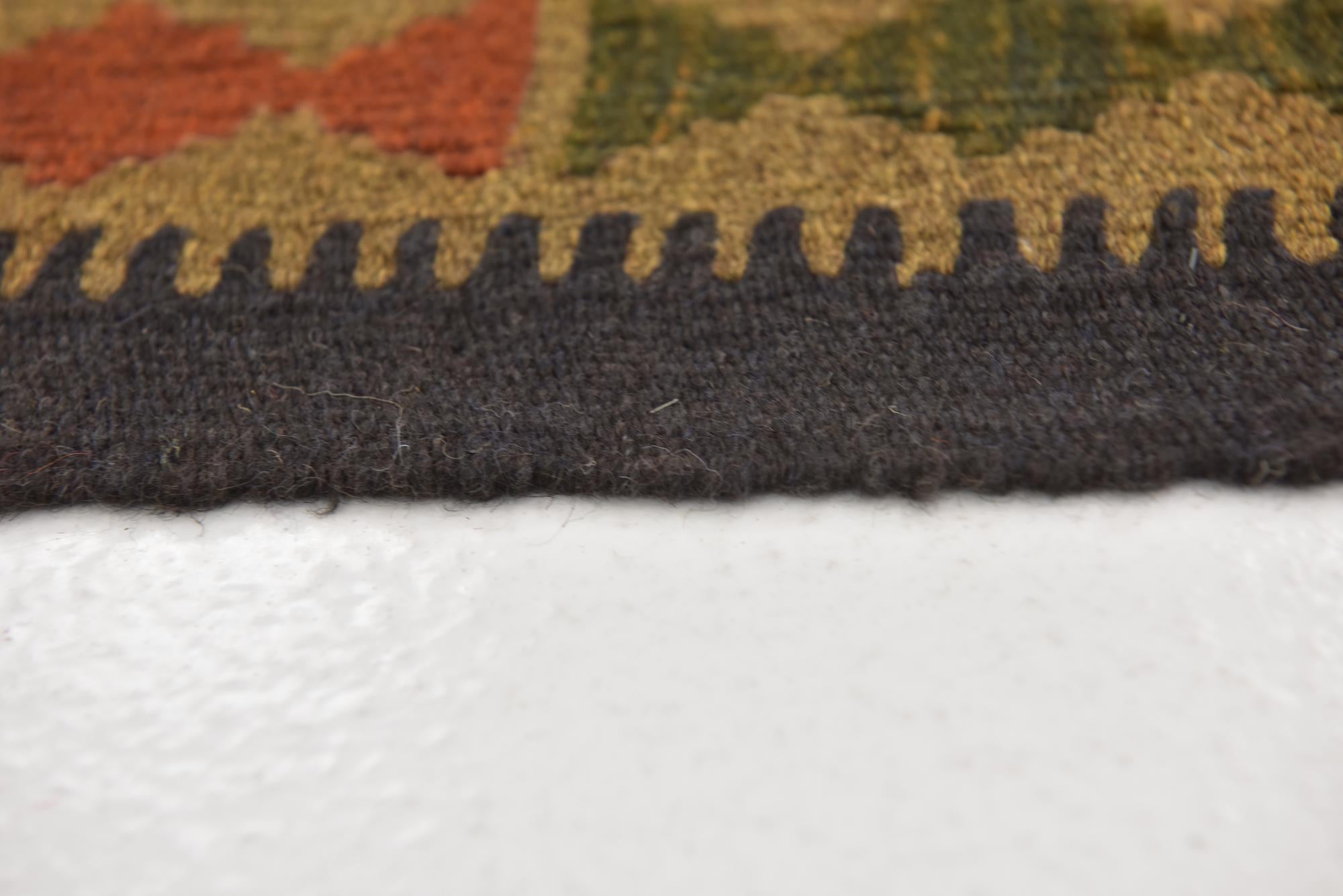 3' 3 x 6' 5 Hand Woven Kilim Maymana Wool Runner Rug