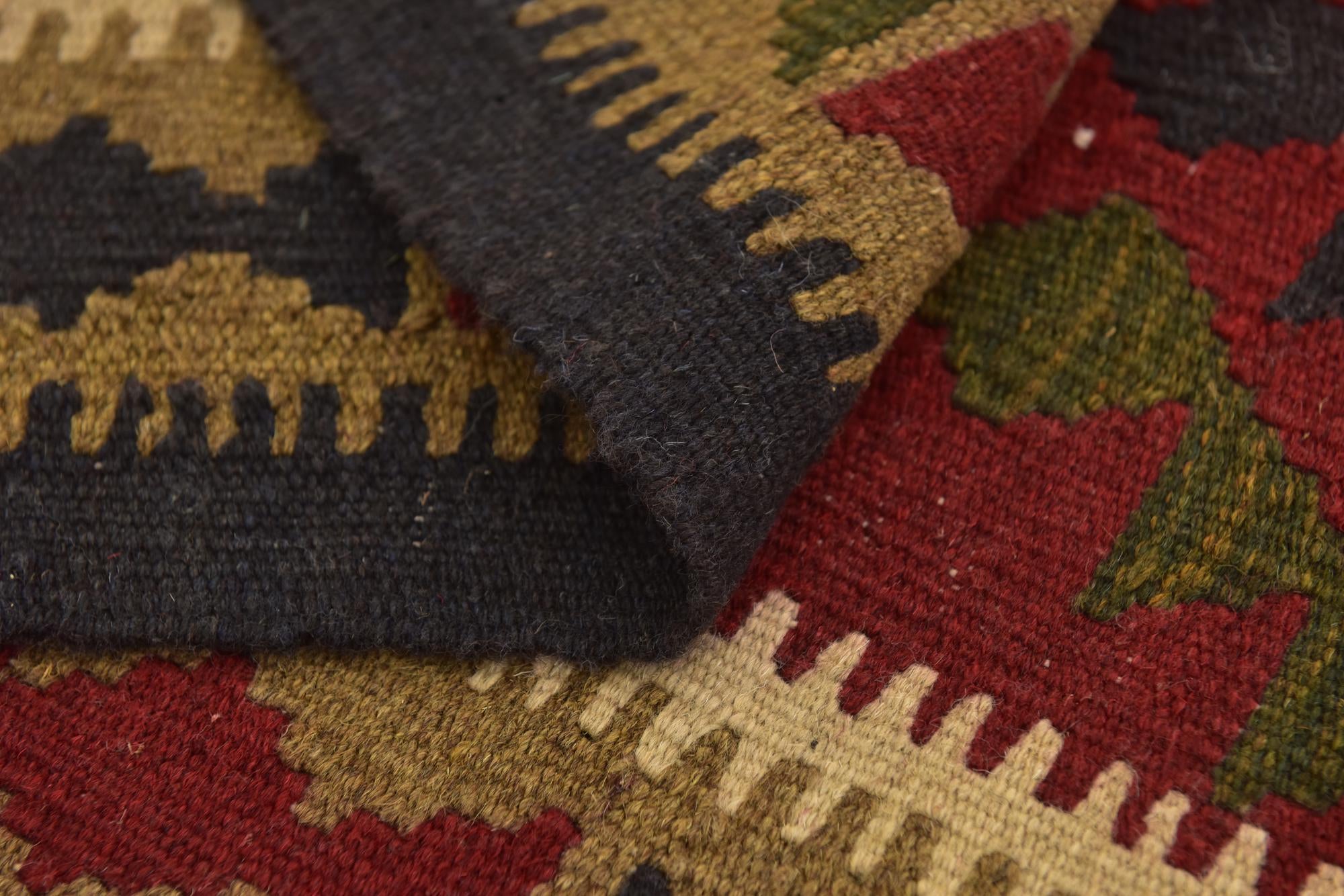 3' 3 x 6' 5 Hand Woven Kilim Maymana Wool Runner Rug