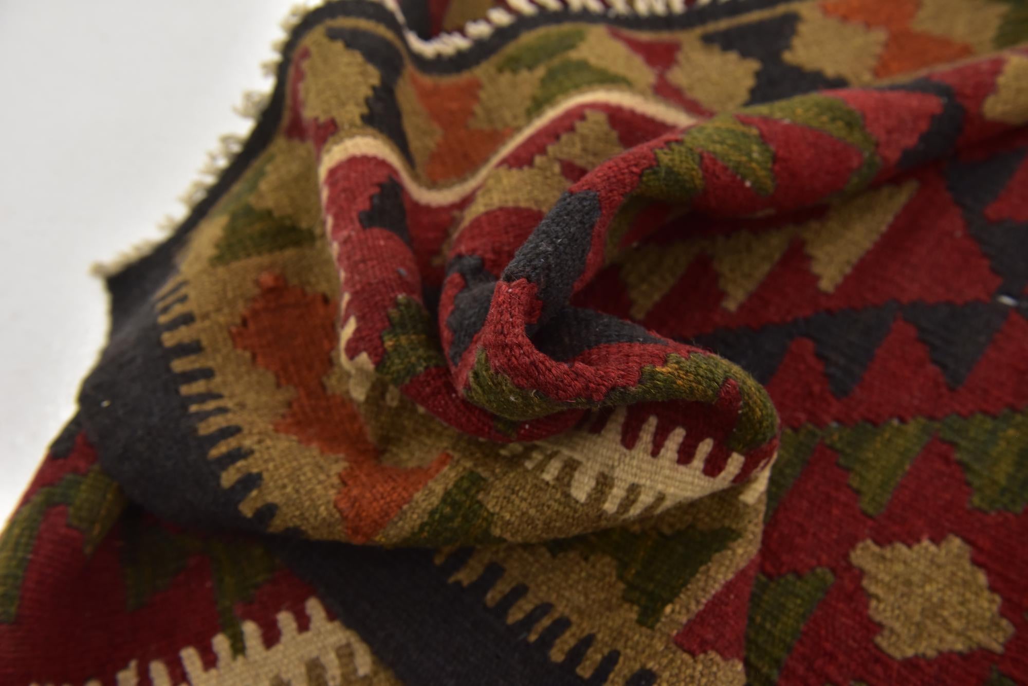 3' 3 x 6' 5 Hand Woven Kilim Maymana Wool Runner Rug